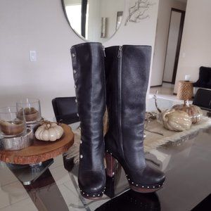 🖤🍂Ugh Tall black 🖤 leather Boots Cosima size 8🖤🍁